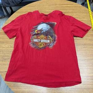 Vintage 1989 Harley-Davidson 3D Emblem Eagle Bar & Shield T-Shirt Red